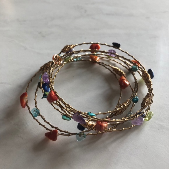 GUITAR STRING BRACELETS WITH NATURAL GEMSTONES - Picture 2 of 5